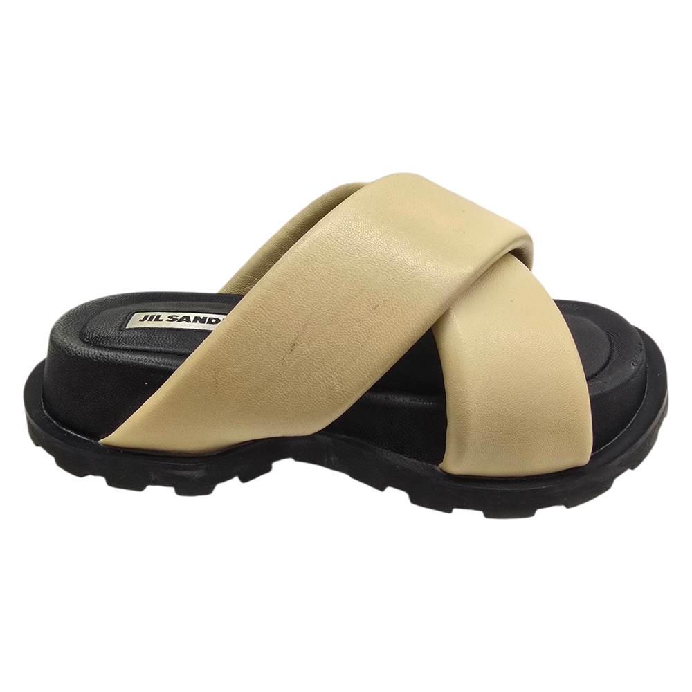 Jil Sander Beige and Black Cross-Strap Sandals